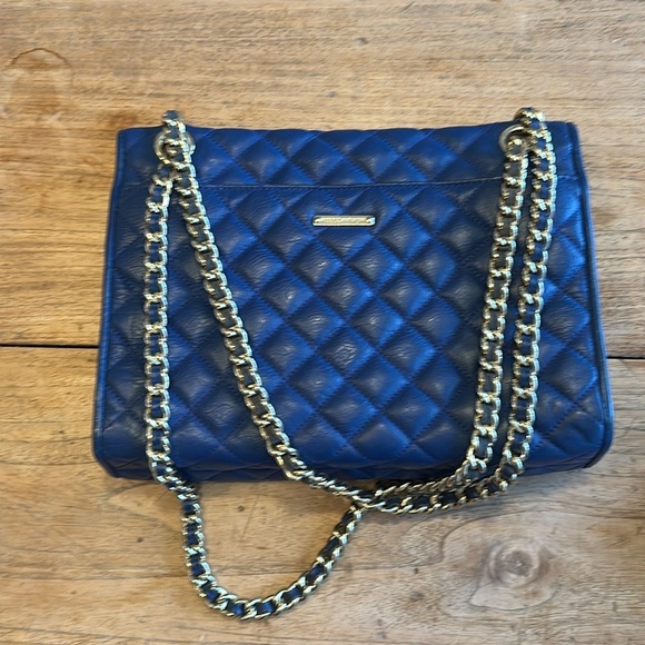 Rebecca Minkoff Large Quilted Leather Affair Bag  Blue Crossbody/Shoulder Bag - Picture 12 of 13